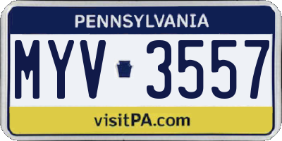 PA license plate MYV3557