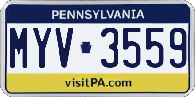 PA license plate MYV3559