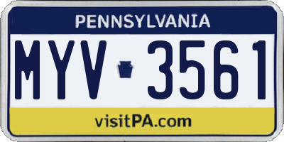 PA license plate MYV3561