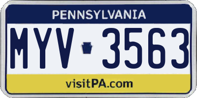 PA license plate MYV3563