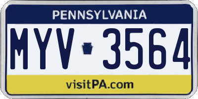 PA license plate MYV3564