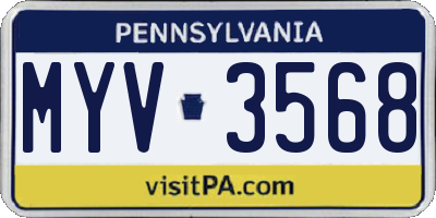 PA license plate MYV3568