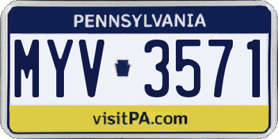 PA license plate MYV3571