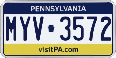 PA license plate MYV3572