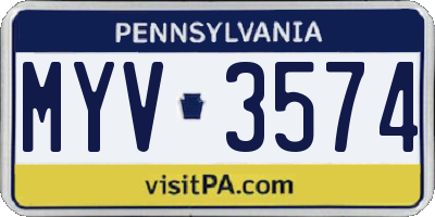 PA license plate MYV3574