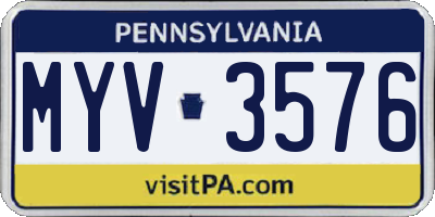 PA license plate MYV3576