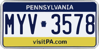 PA license plate MYV3578