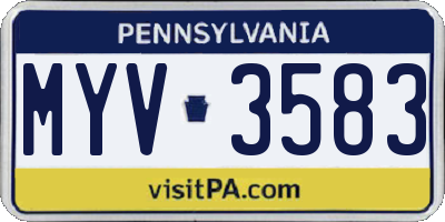 PA license plate MYV3583