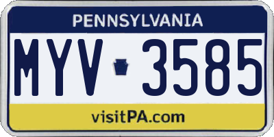 PA license plate MYV3585