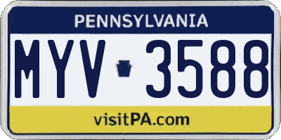 PA license plate MYV3588