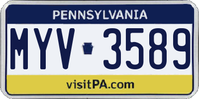 PA license plate MYV3589