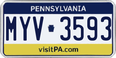 PA license plate MYV3593