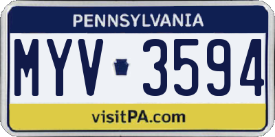 PA license plate MYV3594