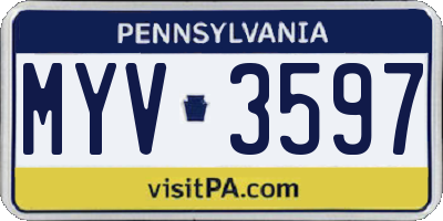 PA license plate MYV3597