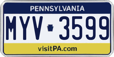 PA license plate MYV3599