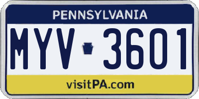 PA license plate MYV3601