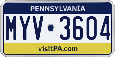 PA license plate MYV3604
