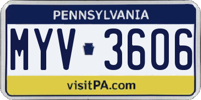 PA license plate MYV3606