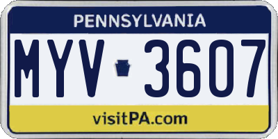 PA license plate MYV3607