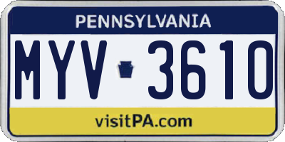 PA license plate MYV3610