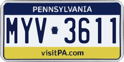 PA license plate MYV3611