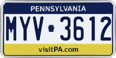 PA license plate MYV3612