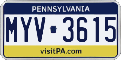 PA license plate MYV3615