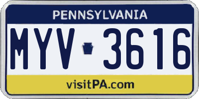 PA license plate MYV3616