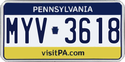 PA license plate MYV3618