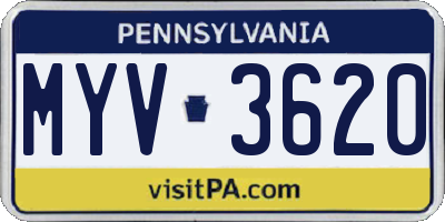 PA license plate MYV3620