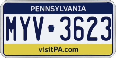 PA license plate MYV3623