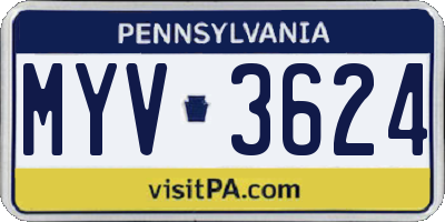 PA license plate MYV3624