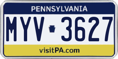 PA license plate MYV3627