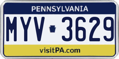 PA license plate MYV3629