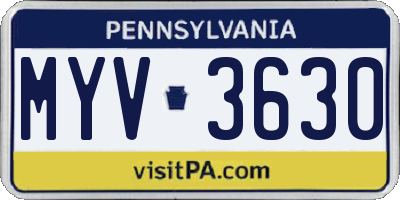 PA license plate MYV3630