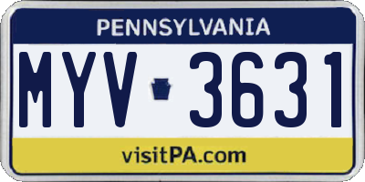 PA license plate MYV3631