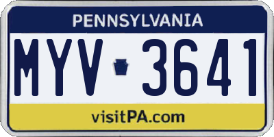 PA license plate MYV3641