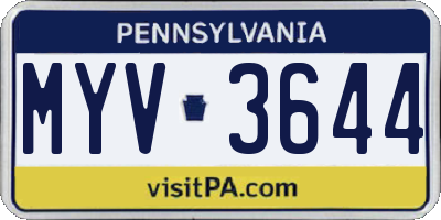 PA license plate MYV3644
