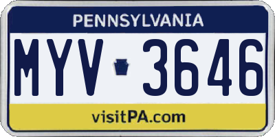 PA license plate MYV3646