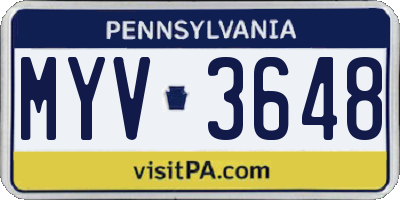 PA license plate MYV3648