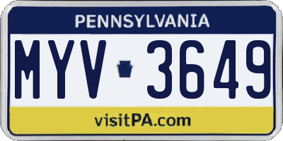 PA license plate MYV3649