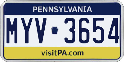 PA license plate MYV3654