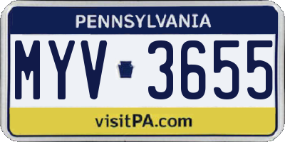 PA license plate MYV3655