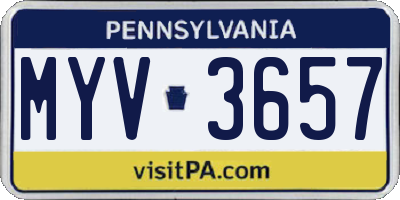 PA license plate MYV3657