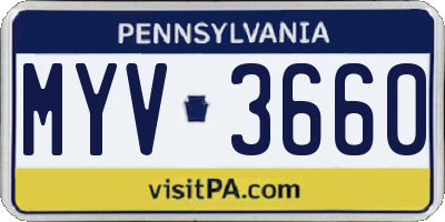 PA license plate MYV3660
