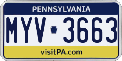 PA license plate MYV3663