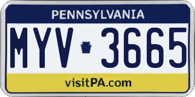 PA license plate MYV3665