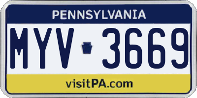 PA license plate MYV3669