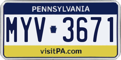 PA license plate MYV3671
