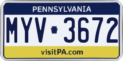 PA license plate MYV3672